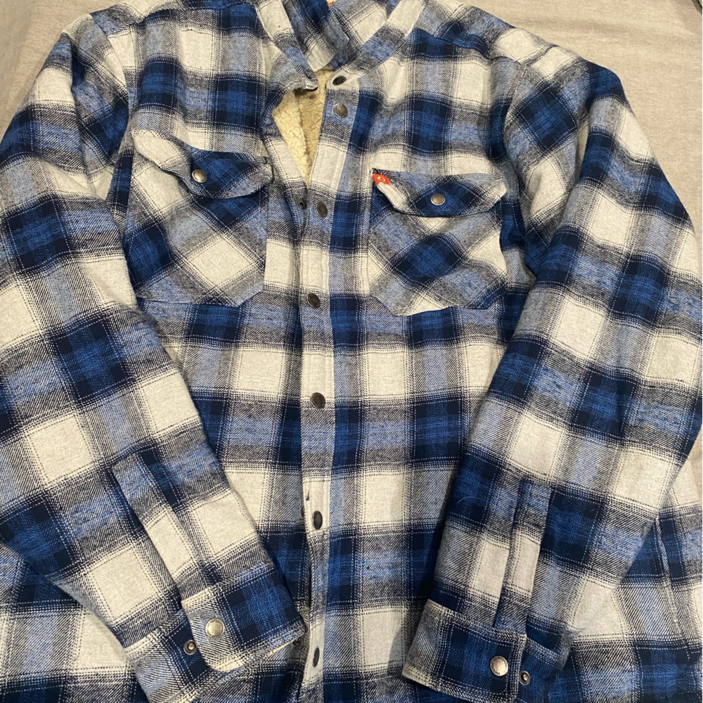 Blue Plaid Fuzzy Jacket